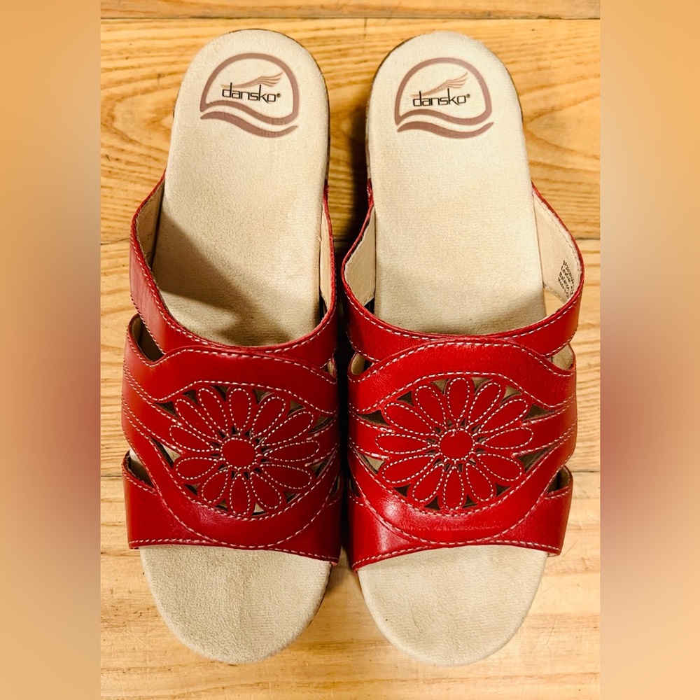 Dansko Red Floral Women's Sandals